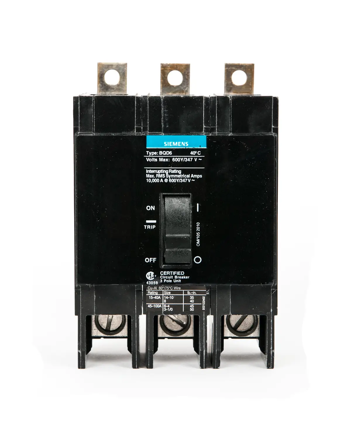 BQD6345 Circuit Breaker 3 Pole 45 Amp Siemens