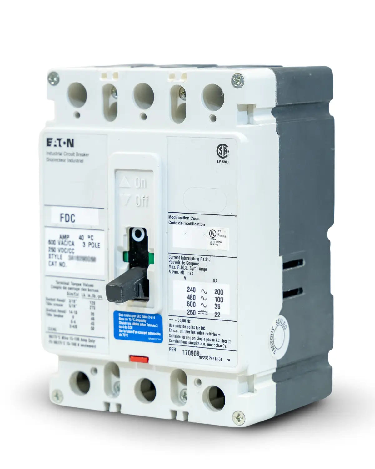 FDC3040 Circuit Breaker 3 Pole 40 Amp Eaton CutlerHammer RS Breakers