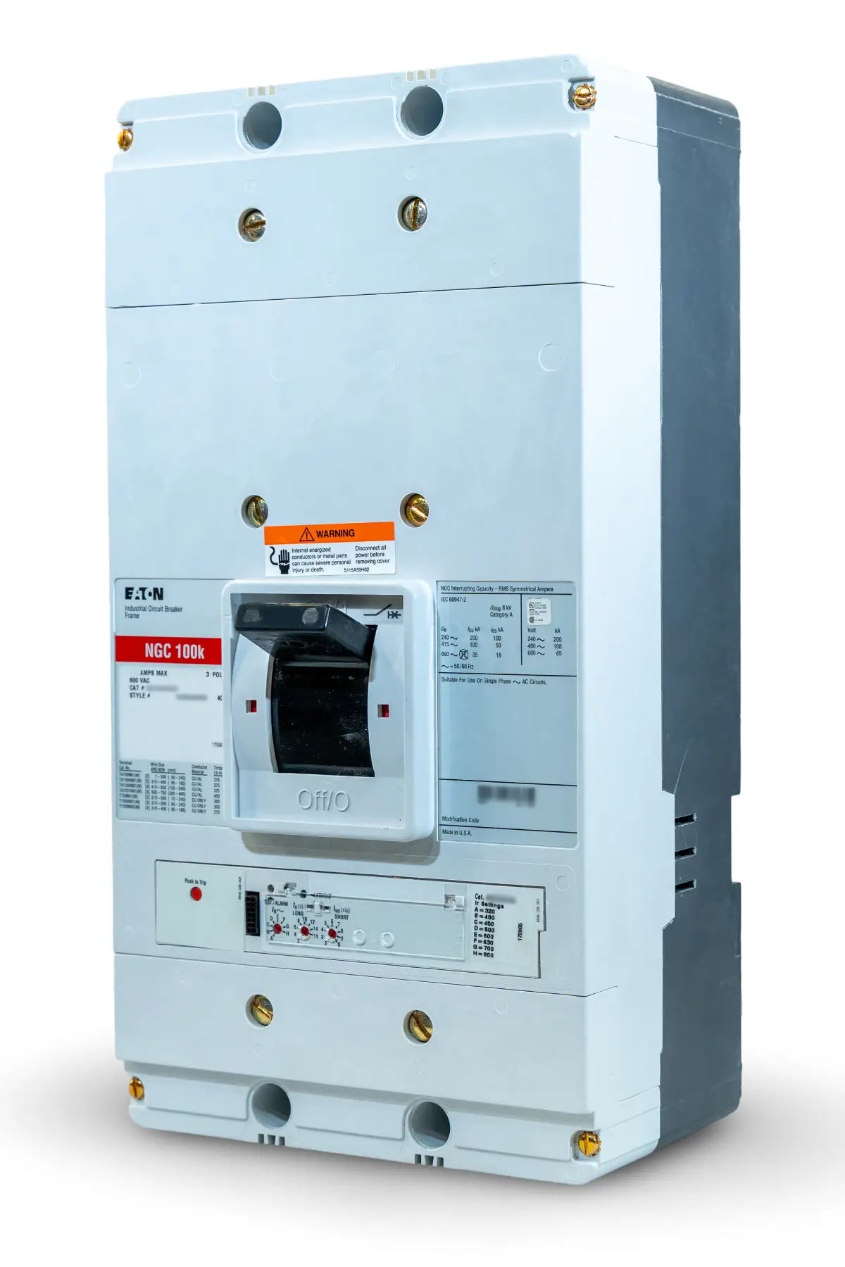 NGC308038EC Circuit Breaker 3 Pole 800 Amp Eaton Cutler-Hammer ALSI